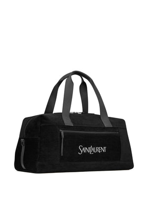 Men's Black Duffel Handbag with Embroidered Logo - FW23