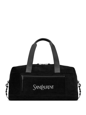 Túi xách dài hình thùng in logo lớn màu đen cho nam