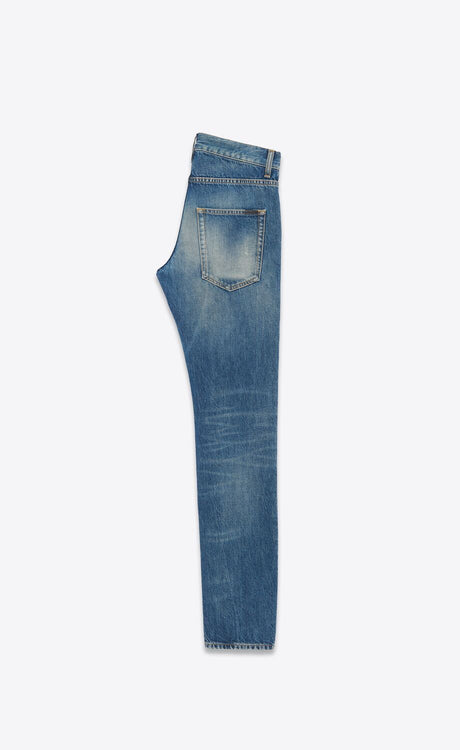 SAINT LAURENT Denim Straight Pants for Men - 2024 Season Blue Fashion