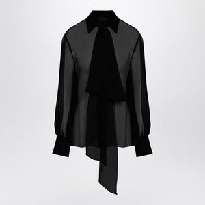 VALENTINO  SEMI-TRANSPARENT BLACK SILK CHIFFON SHIRT