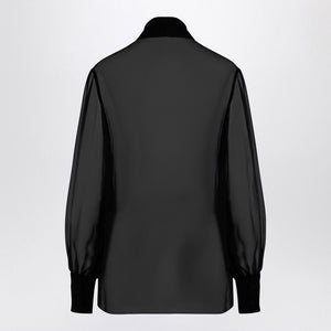 VALENTINO  SEMI-TRANSPARENT BLACK SILK CHIFFON SHIRT