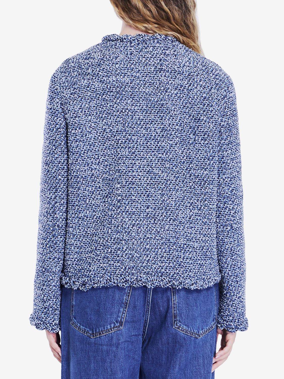 VALENTINO GARAVANI Elegant Denim Blue Textured Tweed Jacket