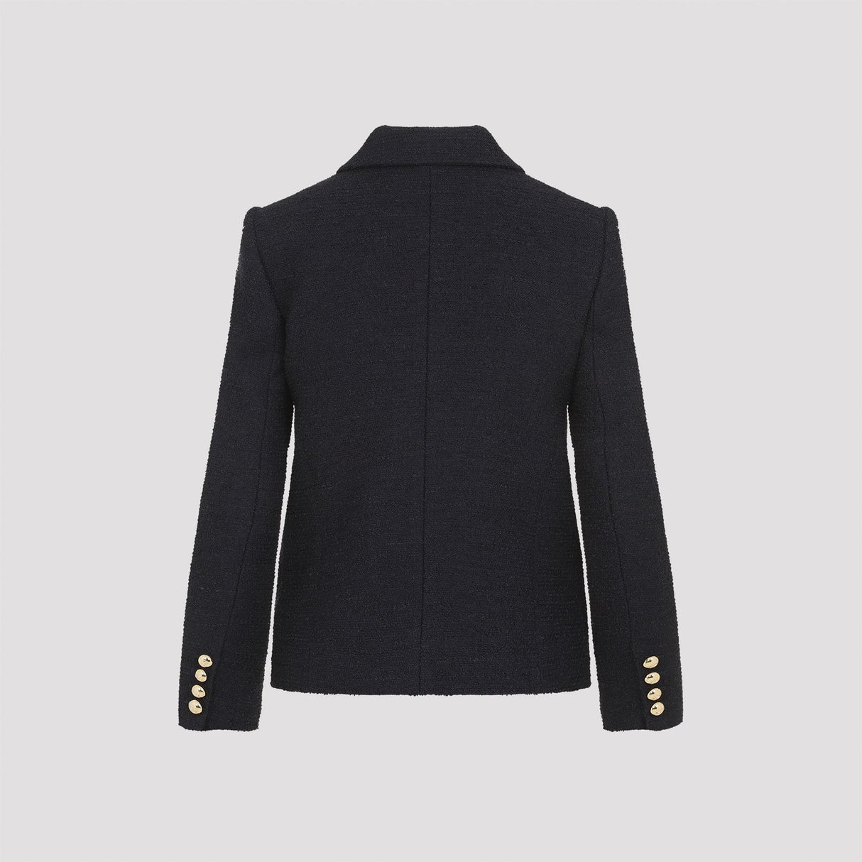 VALENTINO Chic Navy Tweed Jacket with Golden Logo