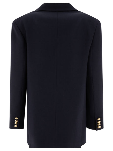 VALENTINO Luxury Wool Blazer with Logo Detail - Blue