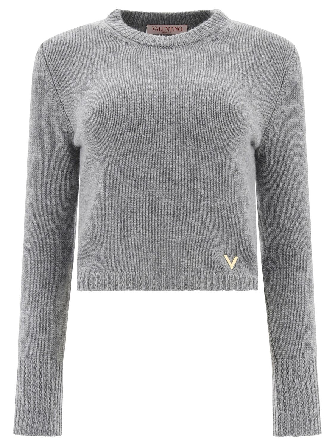 VALENTINO Luxurious Cashmere Long Sleeve Sweater in Grey