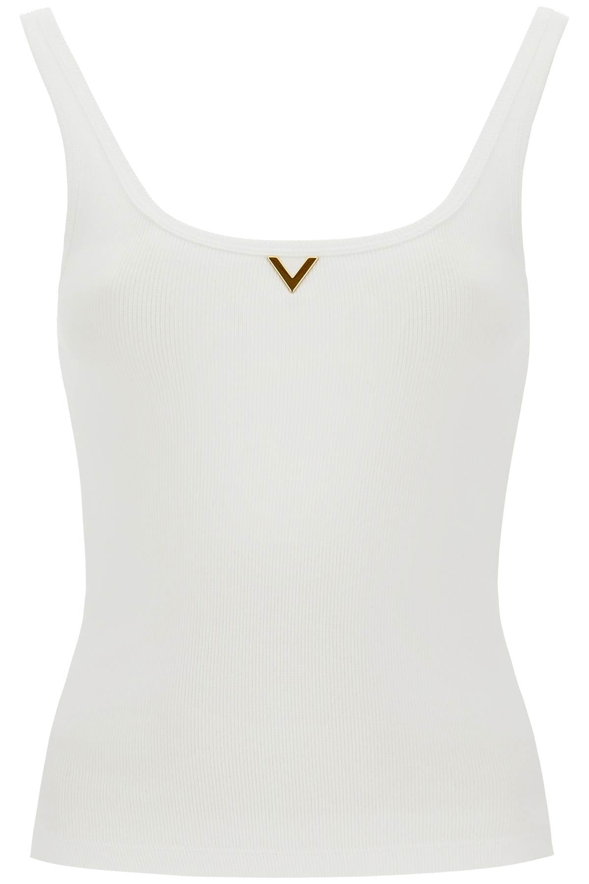 VALENTINO GARAVANI Ribbed Tank Top with V Neckline - Slim Fit