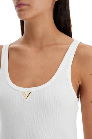 VALENTINO GARAVANI Ribbed Tank Top with V Neckline - Slim Fit