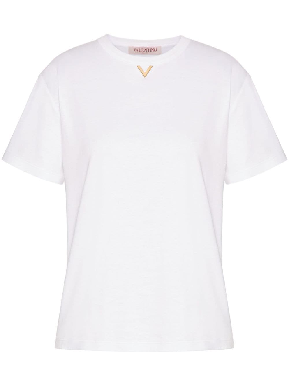 VALENTINO Elegant White Cotton VLogo T-Shirt