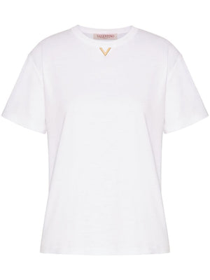 VALENTINO Elegant White Cotton VLogo T-Shirt