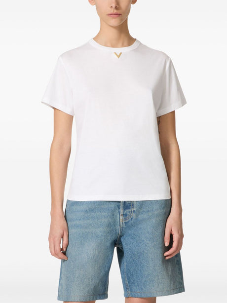 VALENTINO Elegant White Cotton VLogo T-Shirt