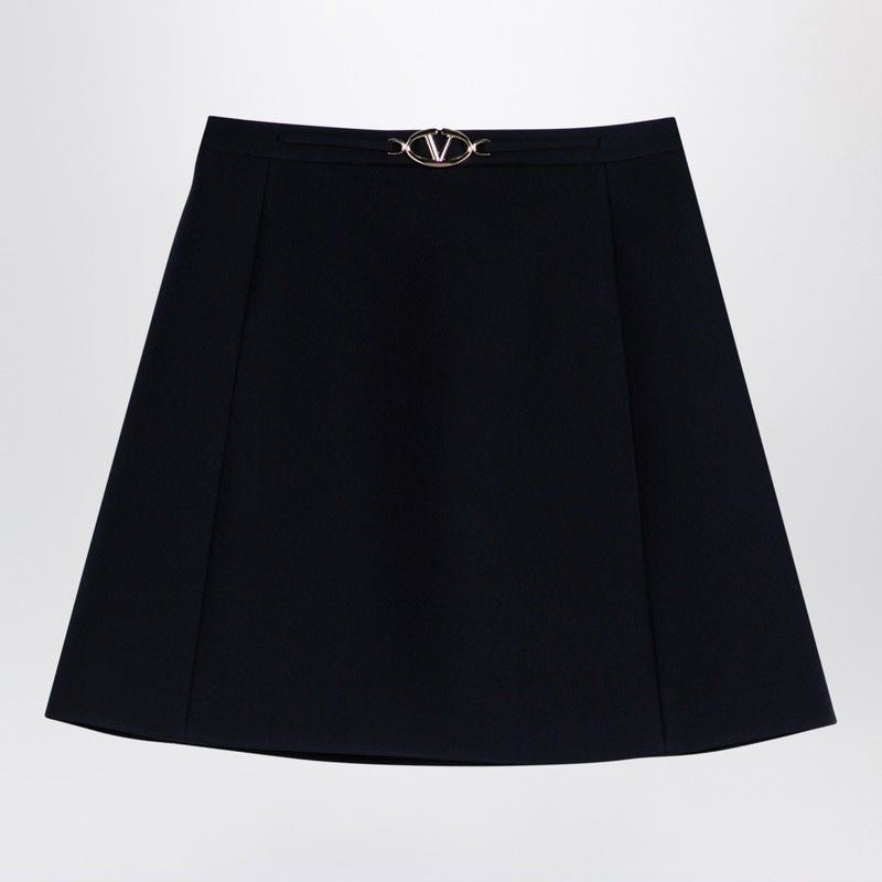 VALENTINO Elegant Navy Mini Skirt with VLogo Waistband