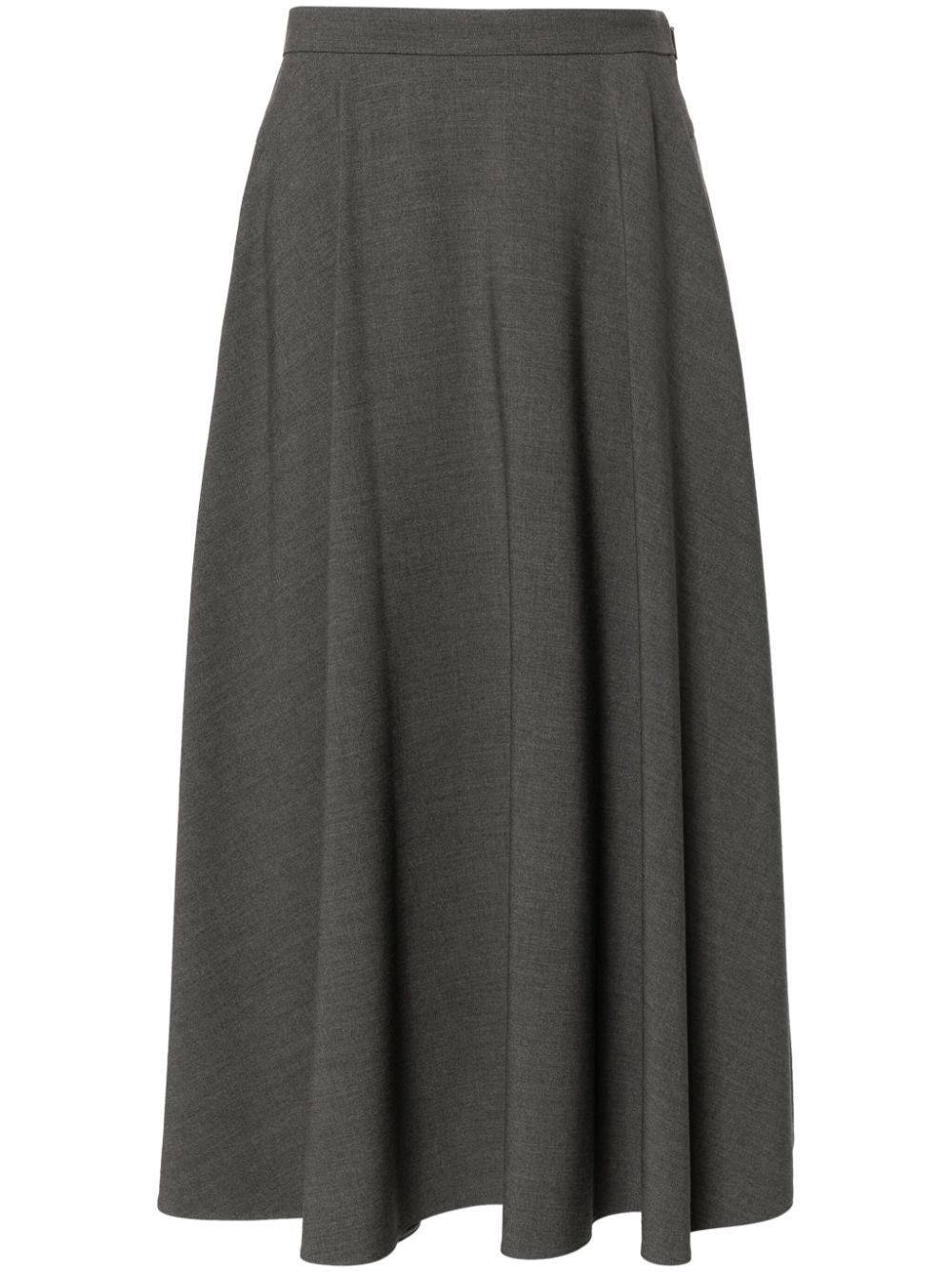 VALENTINO Elegant Grey Wool Midi Skirt