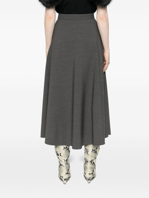 VALENTINO Elegant Grey Wool Midi Skirt