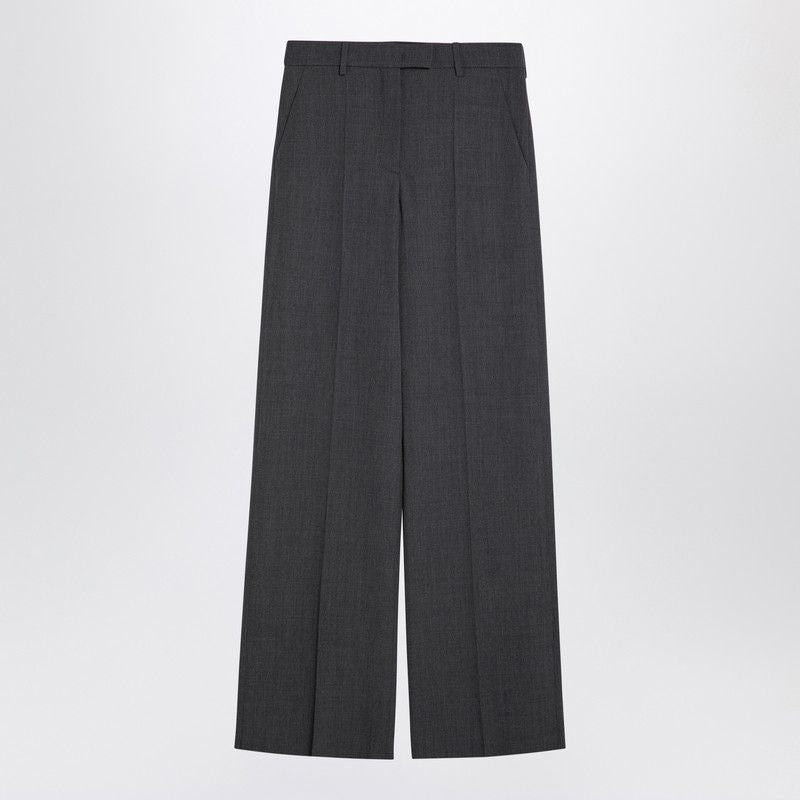 VALENTINO Elegant Wide-Leg Grey Wool Trousers