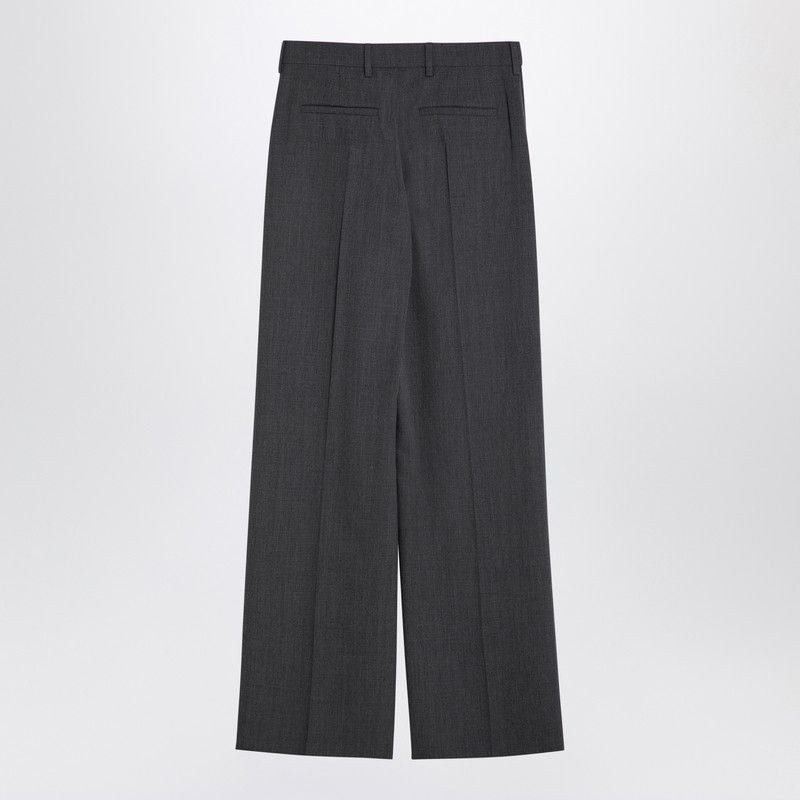 VALENTINO Elegant Wide-Leg Grey Wool Trousers