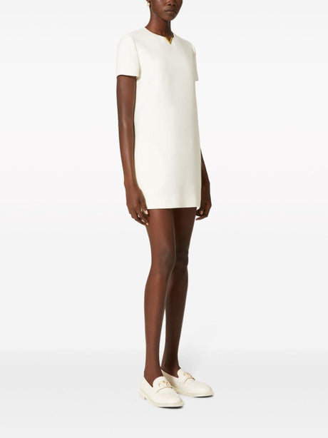 VALENTINO Elegant Mini Dress in White Wool-Silk Blend