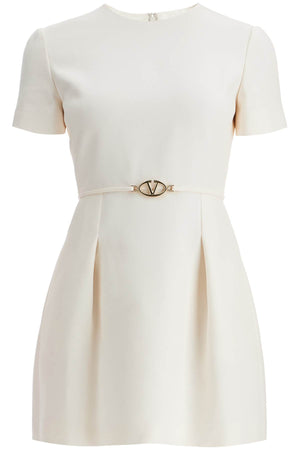 VALENTINO GARAVANI Elegant Mini Dress with Gold VLogo Waistband