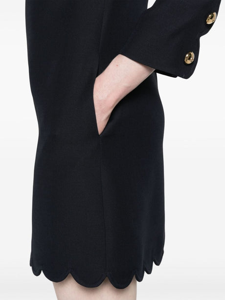 VALENTINO Elegant Navy Silk-Wool Mini Dress