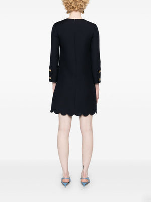 VALENTINO Elegant Navy Silk-Wool Mini Dress