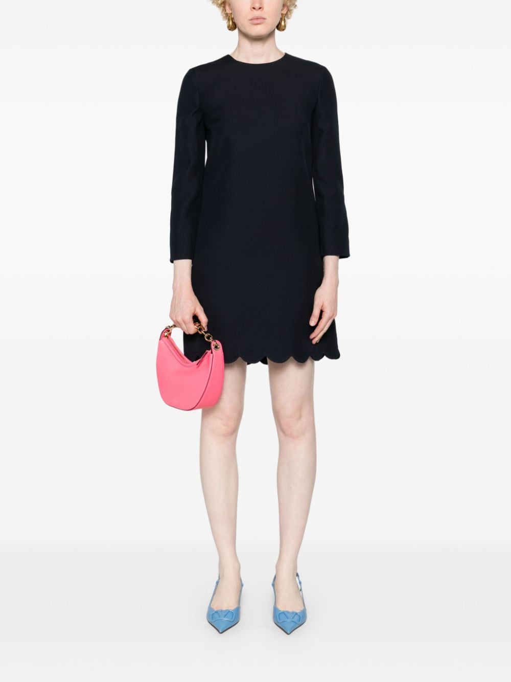 VALENTINO Elegant Navy Silk-Wool Mini Dress