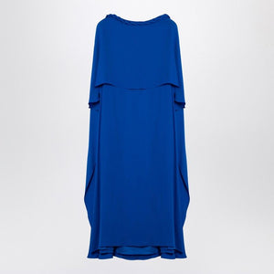 VALENTINO Electric Blue Silk Cape Midi Dress