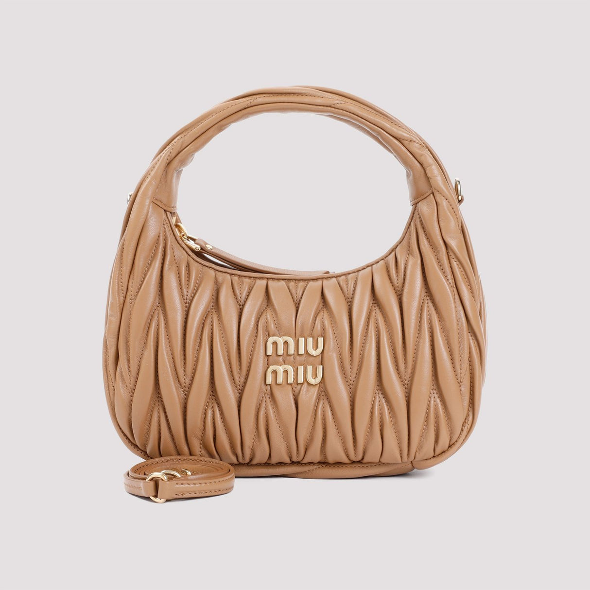 MIU MIU Mini Wander Matelassé Leather Hobo Handbag