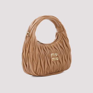 MIU WANDER LEATHER MATTELASSE Hobo Handbag