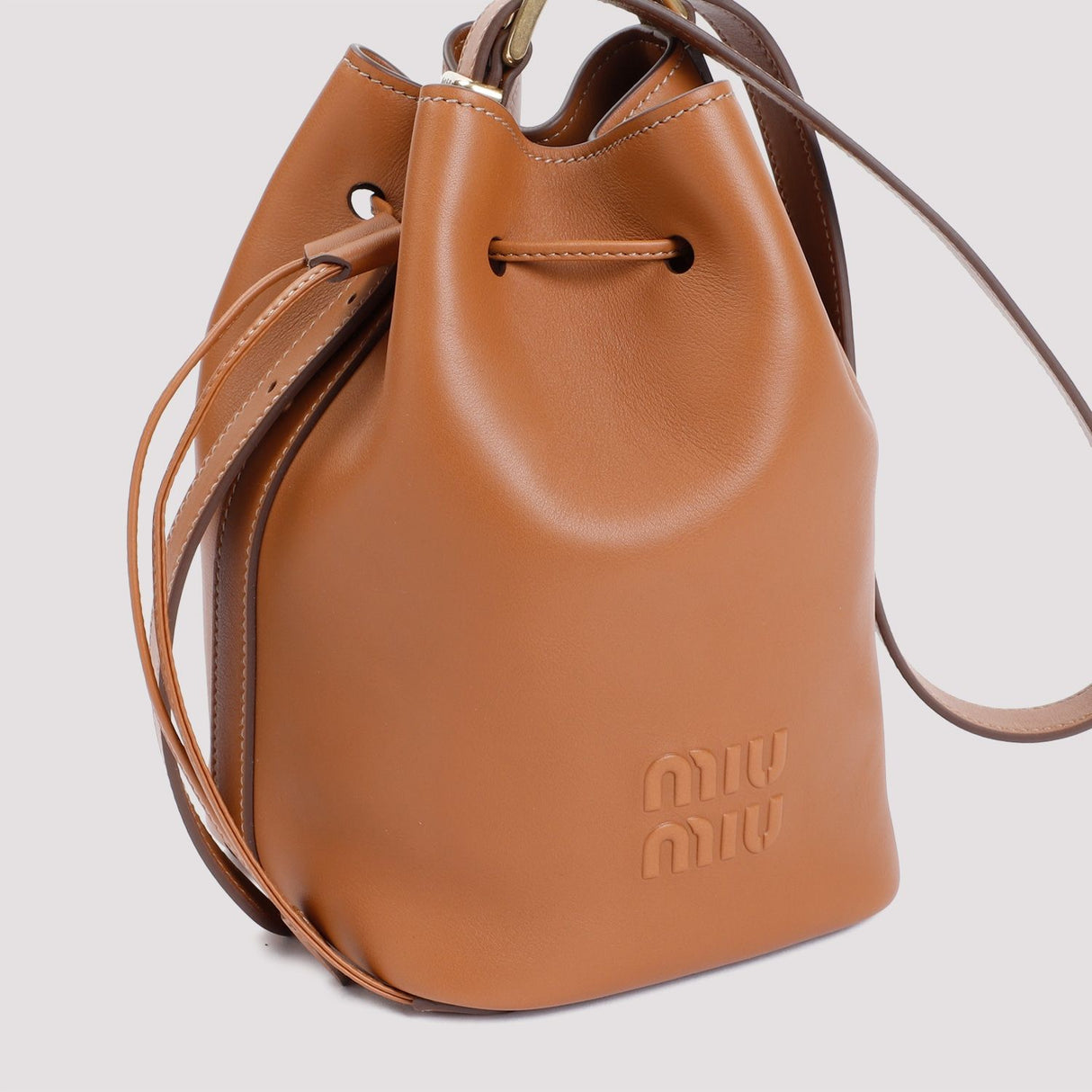 MIU MIU Elegant Nappa Leather Mini Bucket Handbag (W:15cm x H:22cm x D:15cm)