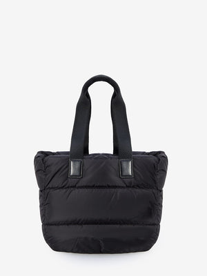 MONCLER Elegant Black Padded Nylon Tote Bag 33x30x22 cm