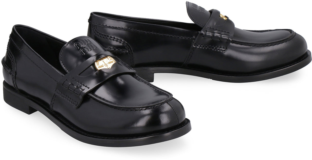 MIU MIU Elegant Calf Leather Loafers