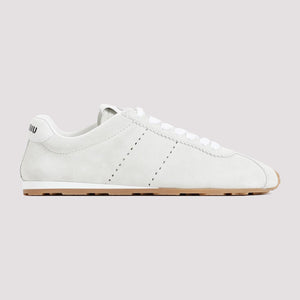 MIU MIU Classic White Leather Lace-Up Sneakers