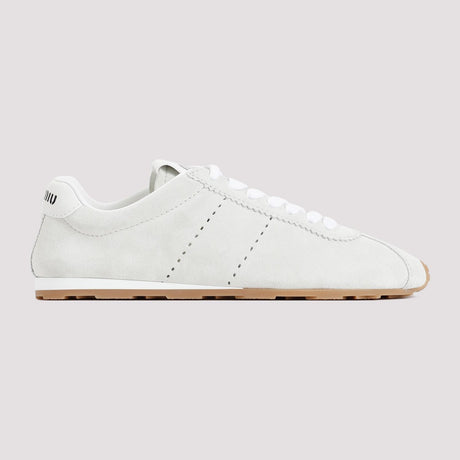 MIU MIU Classic White Leather Lace-Up Sneakers