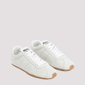 MIU MIU Classic White Leather Lace-Up Sneakers