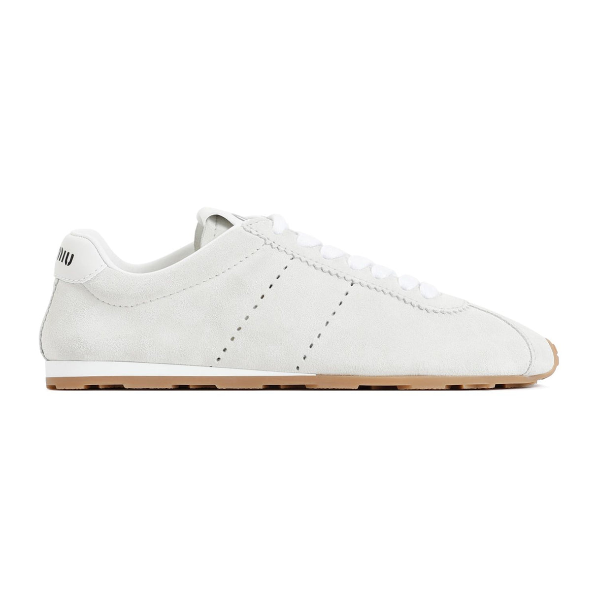 MIU MIU Classic White Leather Lace-Up Sneakers