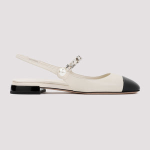 MIU MIU Classic Leather Ballerina Flats for Women in Nude & Neutrals