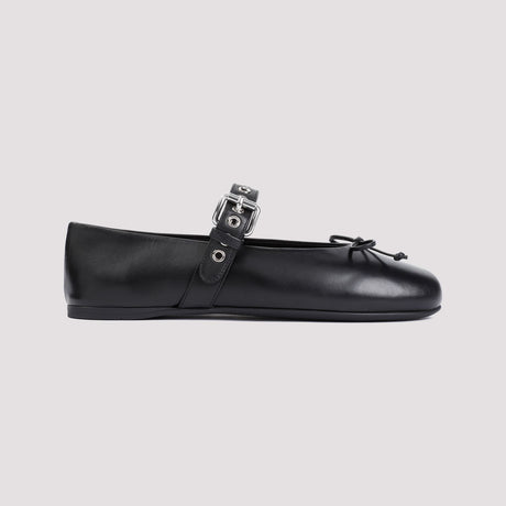 MIU MIU Elegant Black Leather Ballerinas for Women - FW24