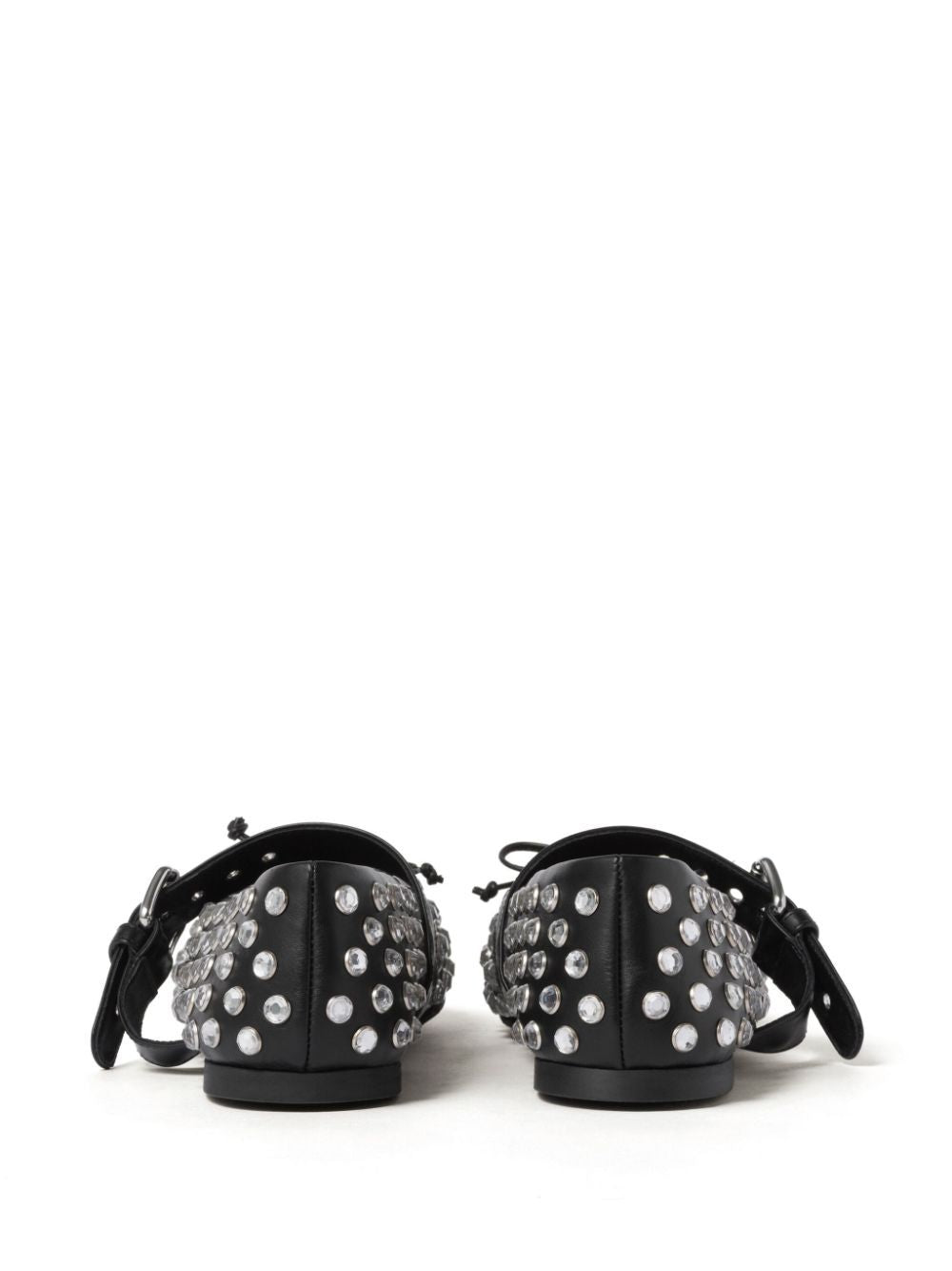 MIU MIU Elegant Black Dancer Flats with Rhinestones