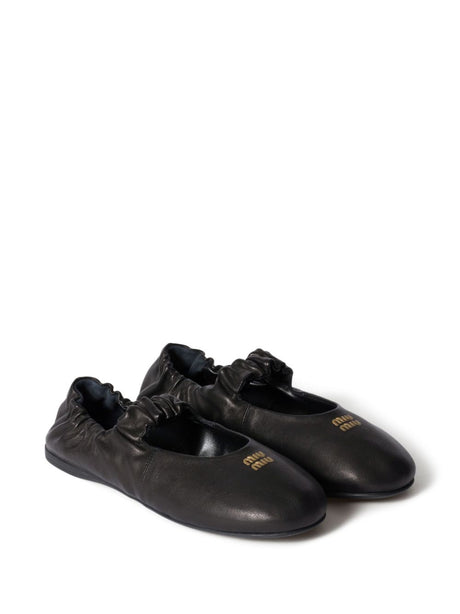 MIU MIU Leather Ballerina Flats for Women