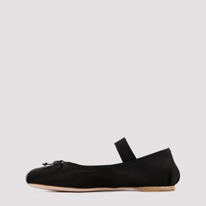 Black Flat-Heeled Ballerina Shoes for Women by Miu Miu