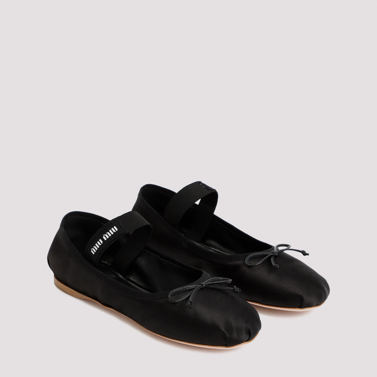 Black Flat-Heeled Ballerina Shoes for Women by Miu Miu