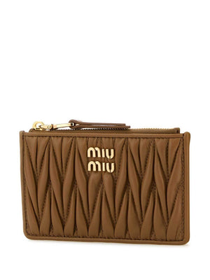 MIU MIU Mini Camel Zip Purse with Golden Accents