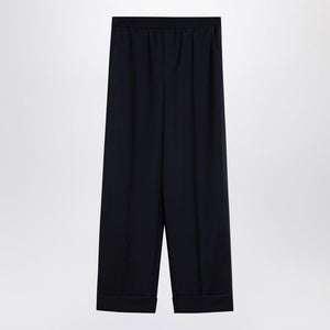 VALENTINO  Navy Blue BLUE WOOL BLEND WIDE TROUSERS