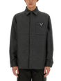 VALENTINO Men's Wool Shirt Jacket with V Detail - Size 48