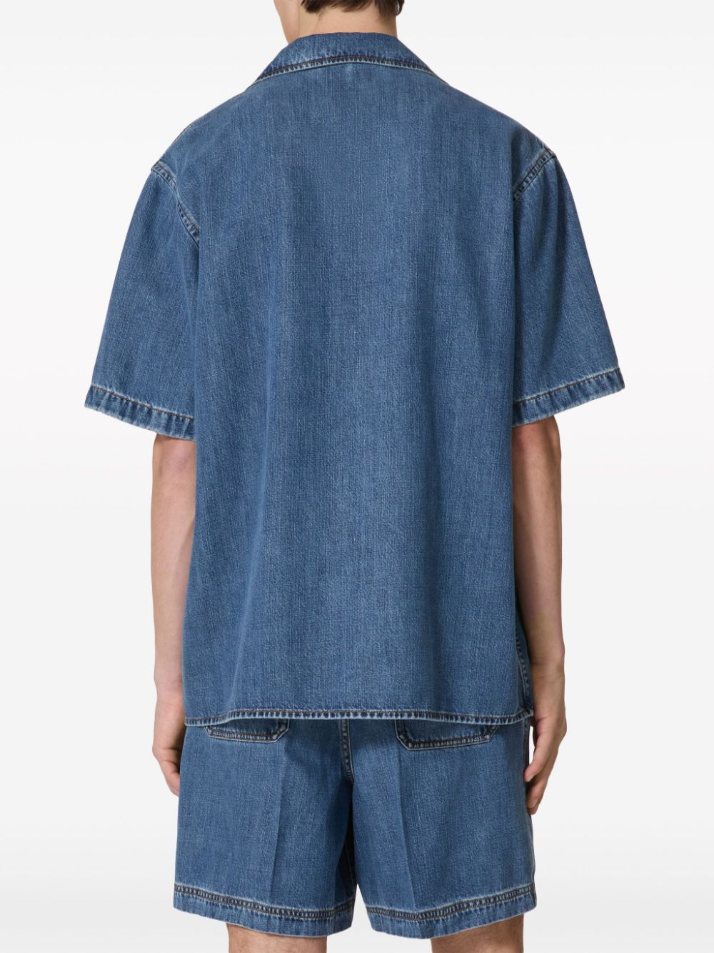 VALENTINO Modern V-Detail Denim Shirt