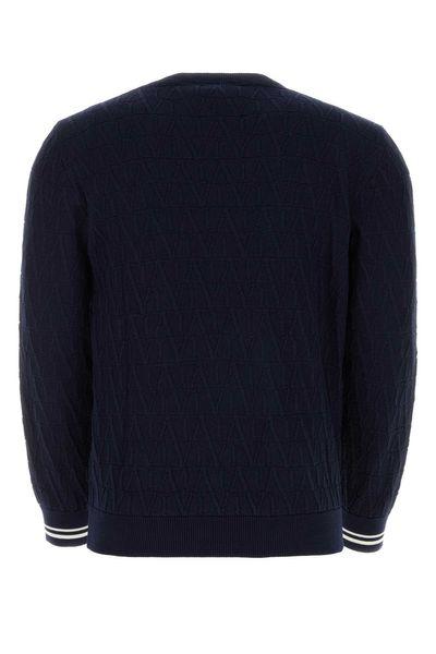 VALENTINO Iconic Navy and Ivory Cotton Sweater