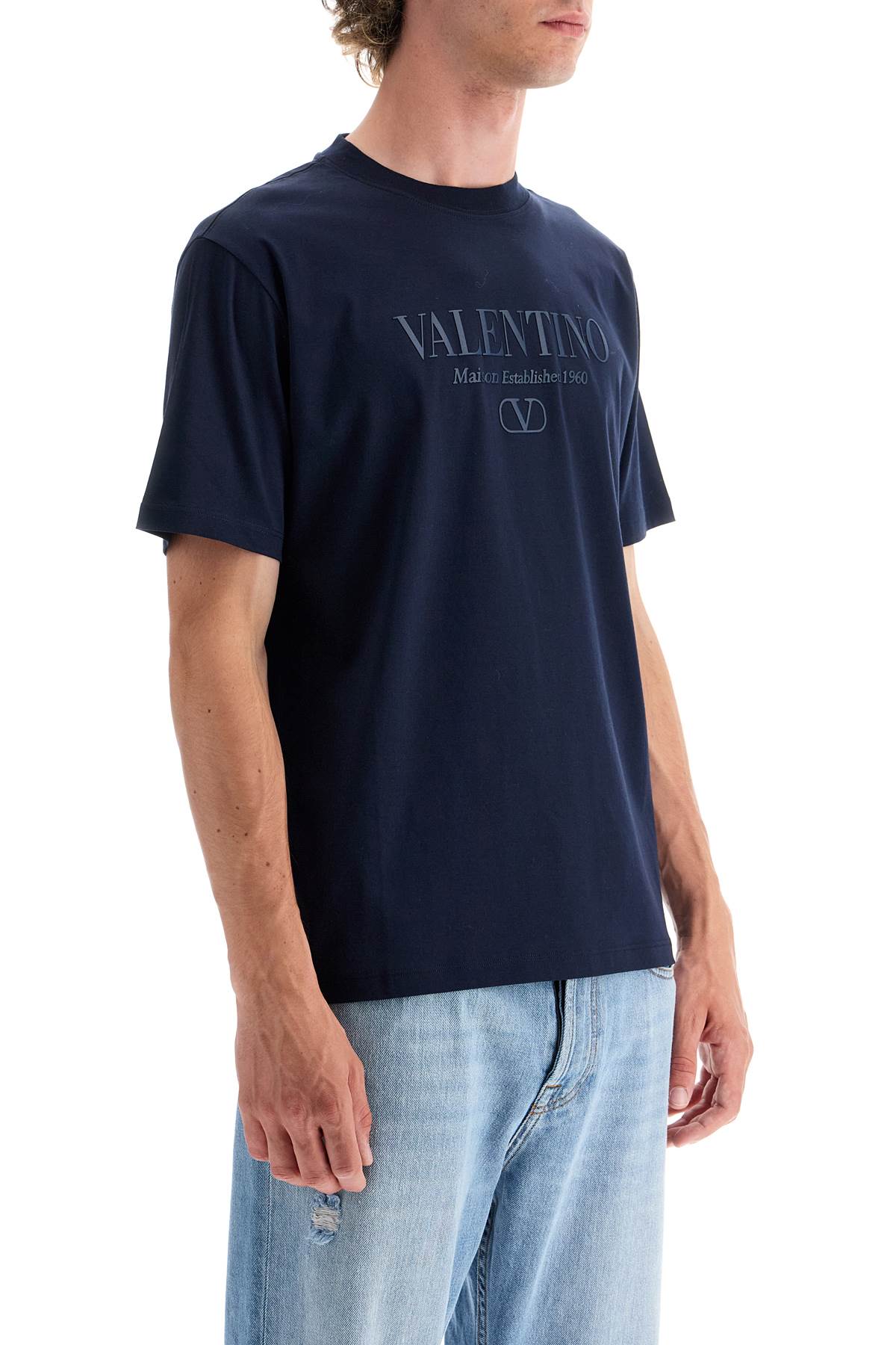 VALENTINO GARAVANI Men's Short-Sleeved Crewneck T-Shirt with Tone-on-Tone Print