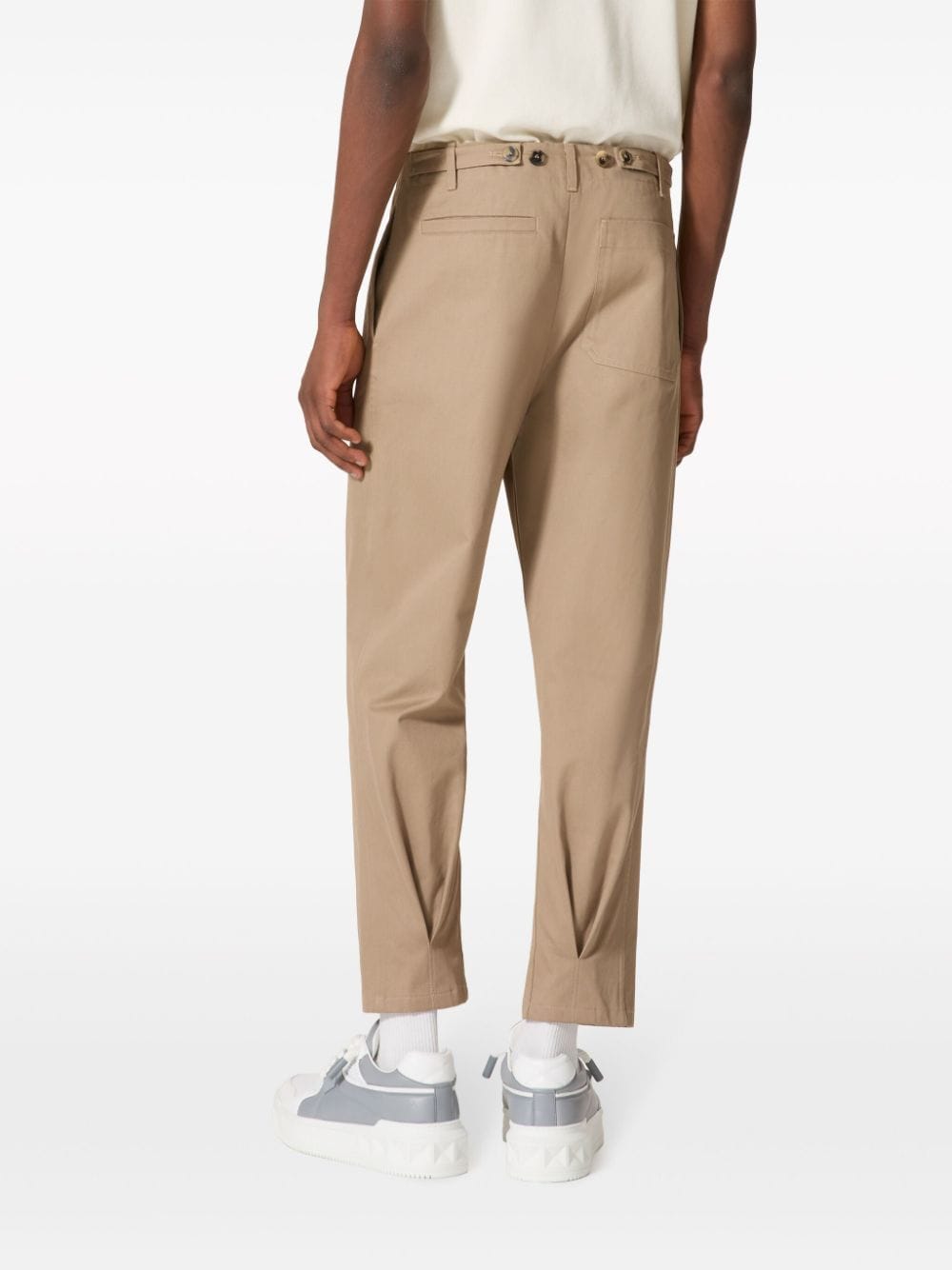 VALENTINO Elegant Almond Beige Cotton Trousers