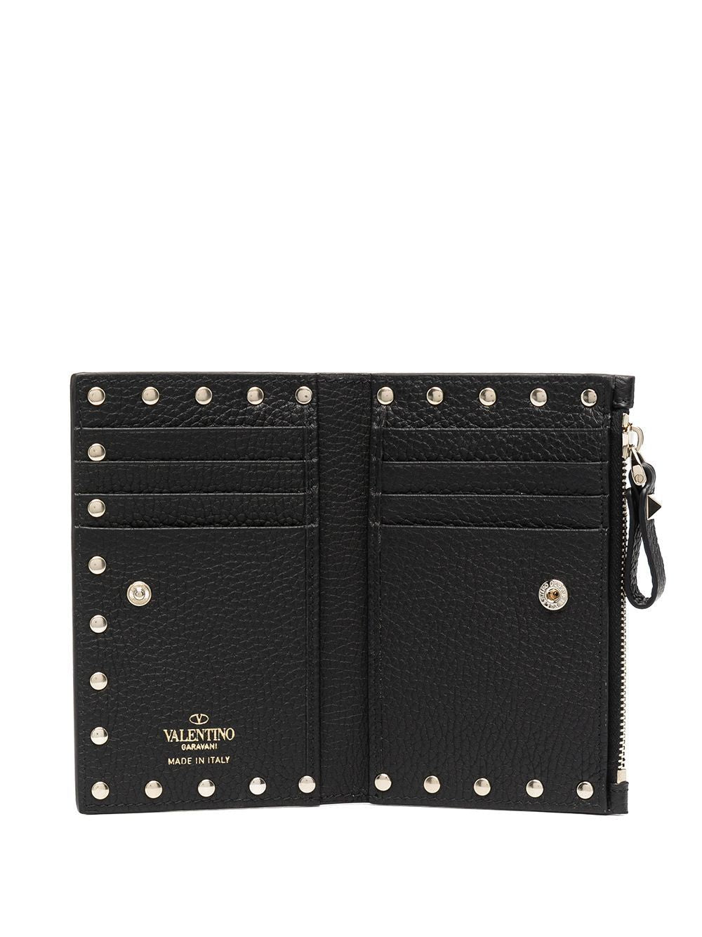 VALENTINO Mini Rockstud Leather Cardholder with Zip