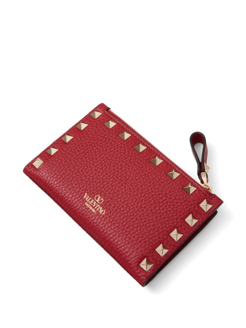 VALENTINO Mini Rockstud Leather Cardholder with Zip