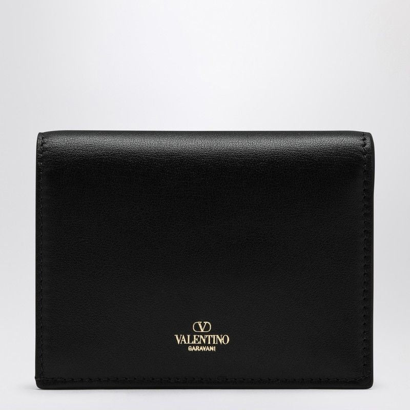 VALENTINO GARAVANI Mini Black Calfskin Leather Wallet - The Bold Edition